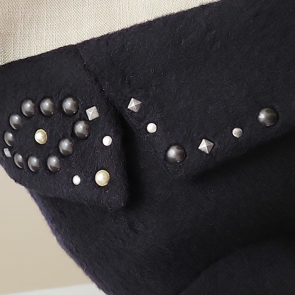 Coach black wool mohair blend coat beads pearl trim fully lined Sz 2 New… - Picture 2 of 8